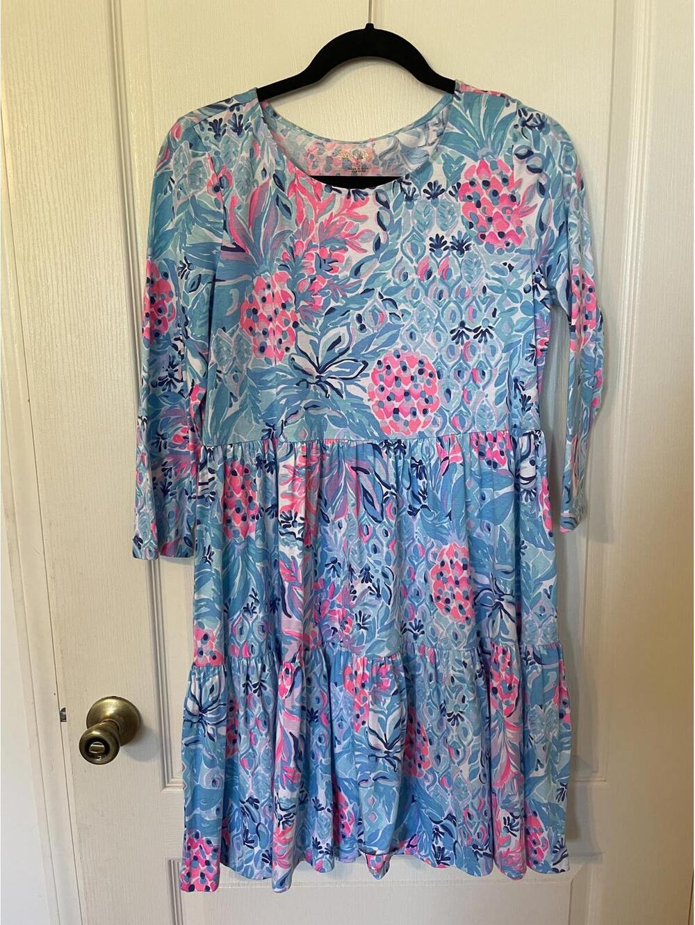 Lilly Pulitzer Gianna 3/4 length sleeve dress in Blue and Pink size Small